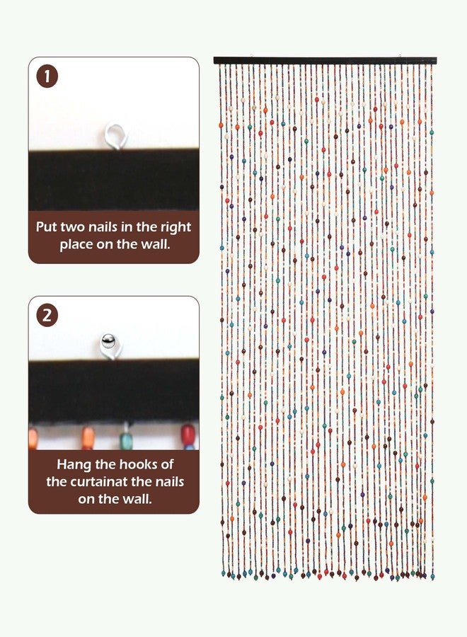 Ezcasch Bamboo Beaded Curtain for Doorways - Multi-Scenario Application, Purely Handmade, Insect Screen for Bedroom or Balcony - 35.4" x 78.7", Rainbow - Image 4